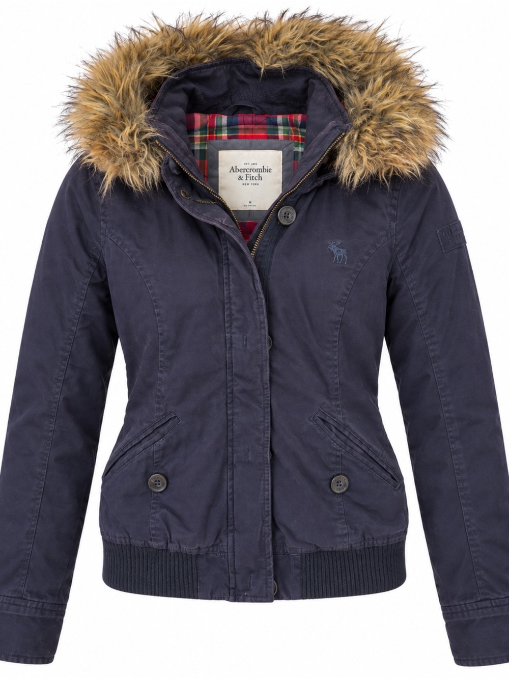 Abercrombie Fitch Womens M Navy Faux Fur Hood Jacket Bella Swan Twilight Y2K